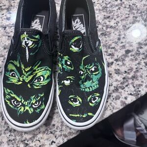 Vans slip on Glow in the dark Skull eyes SZ 8 W / 6.5 M